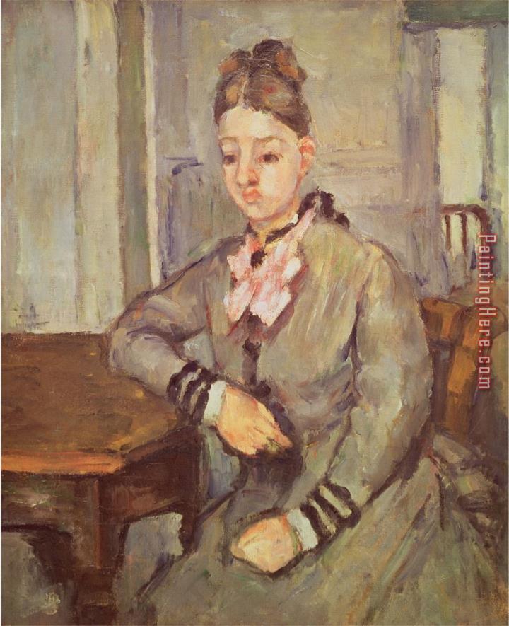 Paul Cezanne Madame Cezanne Leaning on a Table 1873 77